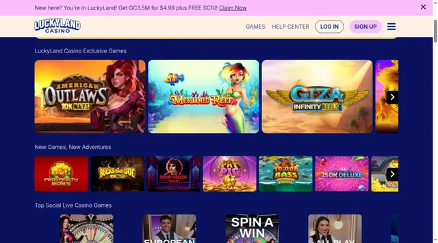 LuckyLand Casino: game selection